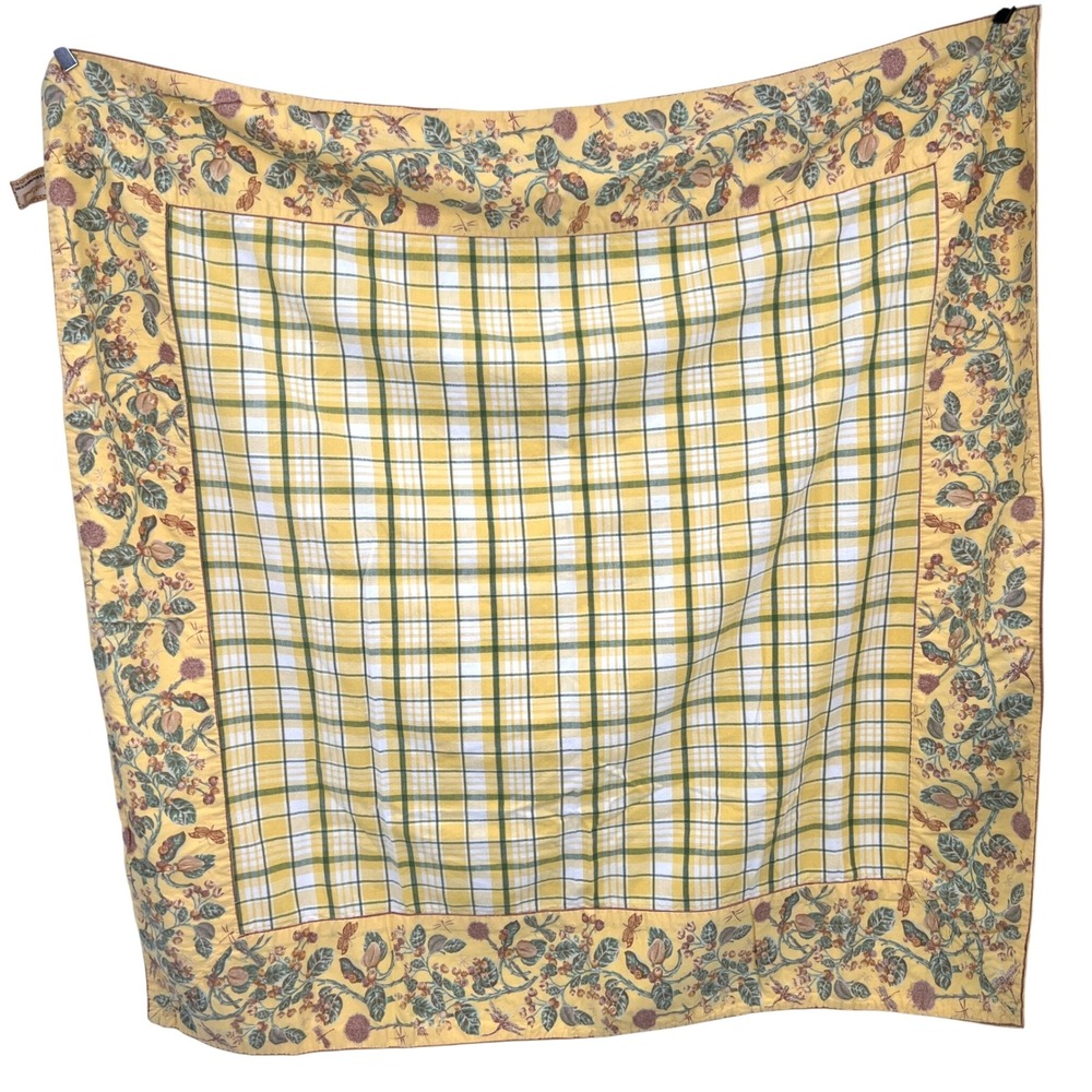 April Cornell Y2K Square Tablecloth Yellow Plaid 45x45" Picnic